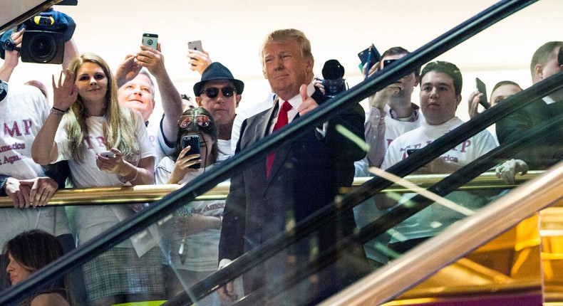 The most famous escalator ride in US political history.
