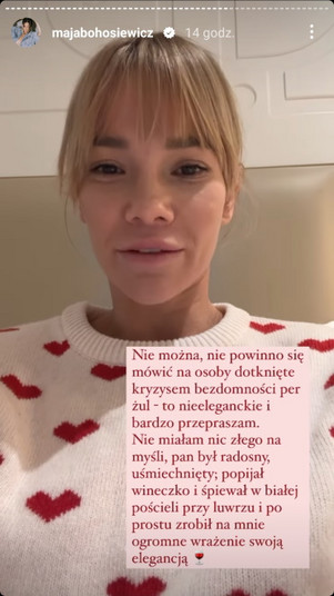 Widok InstaStories zamieszczonego na profilu Mai Bohosiewicz na Instagramie