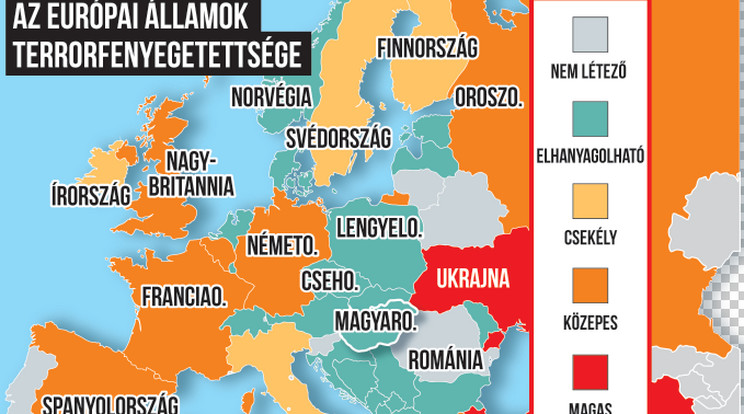 Az IEP szakértői szerint így alakult át Európa terrorfenyegetettsége a 2017-ben történt támadások alapján