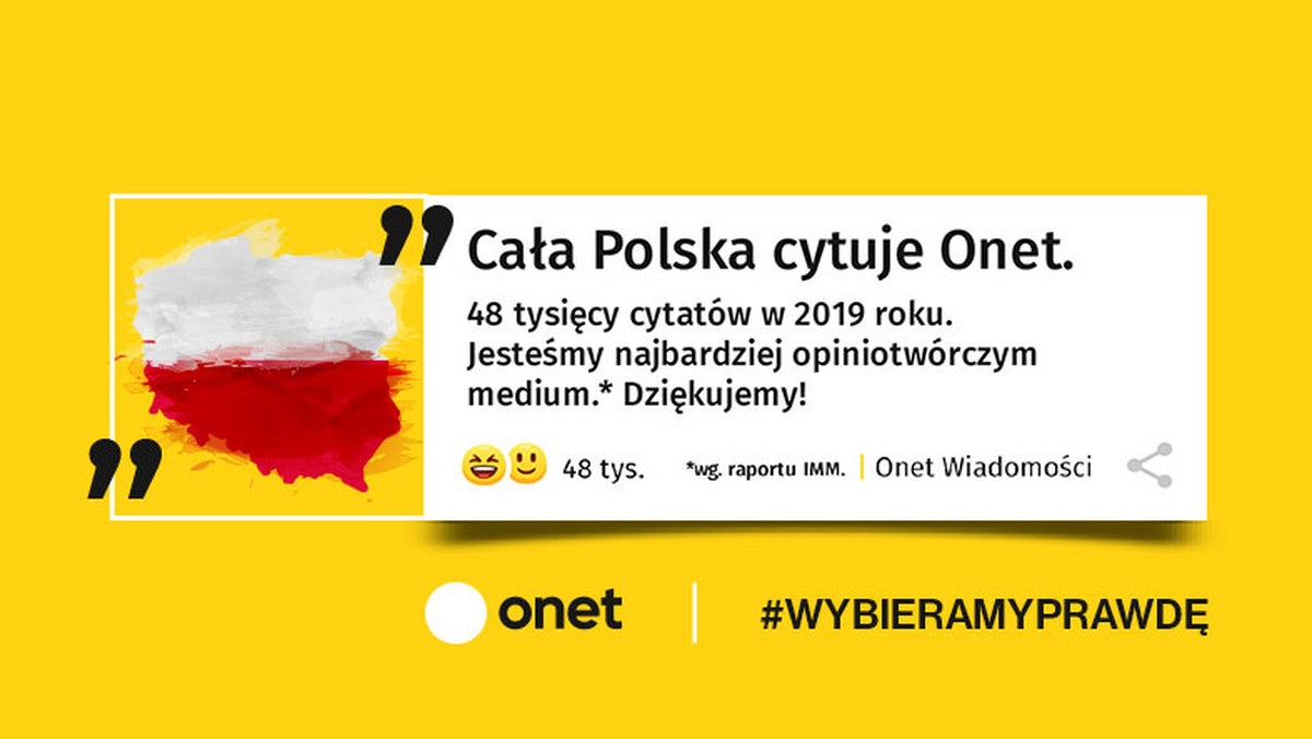 W ciągu dwunastu miesięcy nasz portal był cytowany blisko 48,5 tys. razy! Jak wynika z raportu Instytutu Monitorowania Mediów, druga w rankingu jest Wirtualna Polska, a trzecia "Rzeczpospolita".