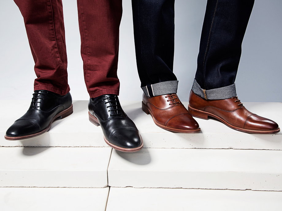 The shoes come in assorted colors, including black and brown.