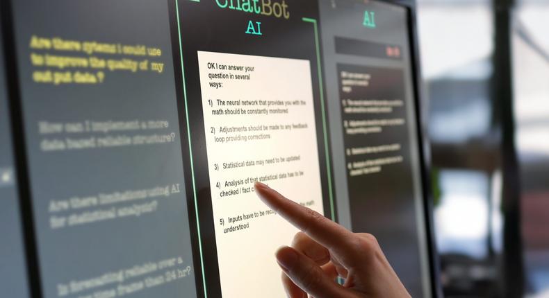 AI-driven chatbots make calculations and draw on extensive training, some provided by humans, to make predictions on what to say.Laurence Dutton/Getty.
