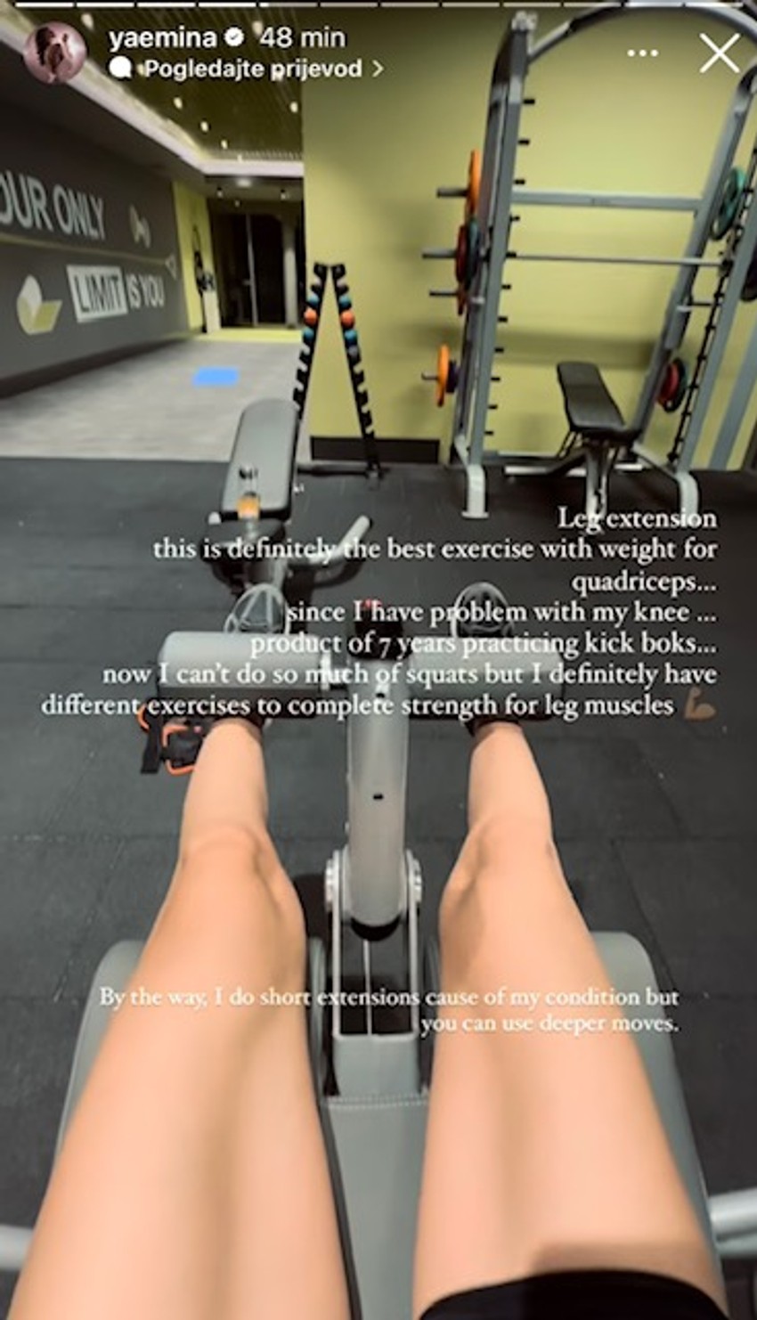 Emina Jahović vežba kod kuće