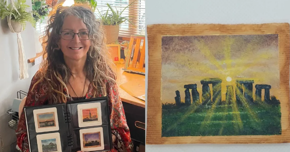 Artist transforms used tea bags into paintings of famous British landmarks