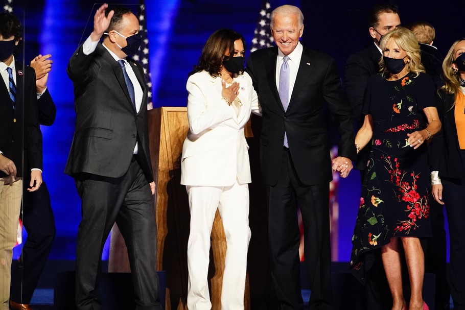 7 listopada 2020, Joe Biden i Kamala Harris świętują wycięstwo wyborcze