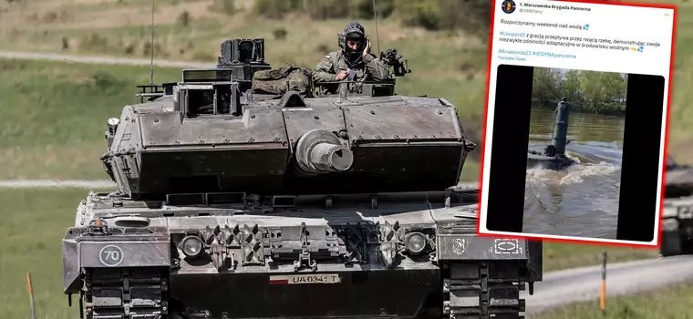 Polski czołg Leopard 2 zaliczył kąpiel w rzece. Niecodzienne nagranie [WIDEO]