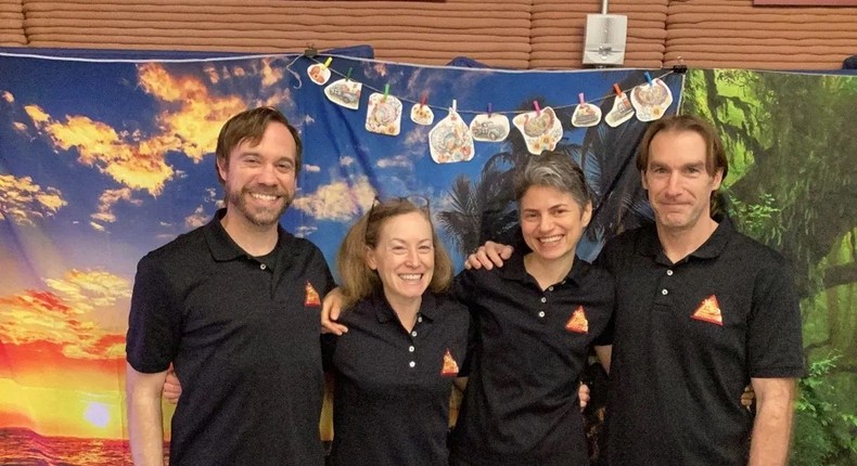 The inaugural CHAPEA crew celebrates Thanksgiving inside the habitat. From left to right: Nathan Jones, Kelly Haston, Anca Selariu, Ross Brockwell.NASA/CHAPEA crew