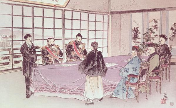 Scena podpisania traktatu z Shimonoseki