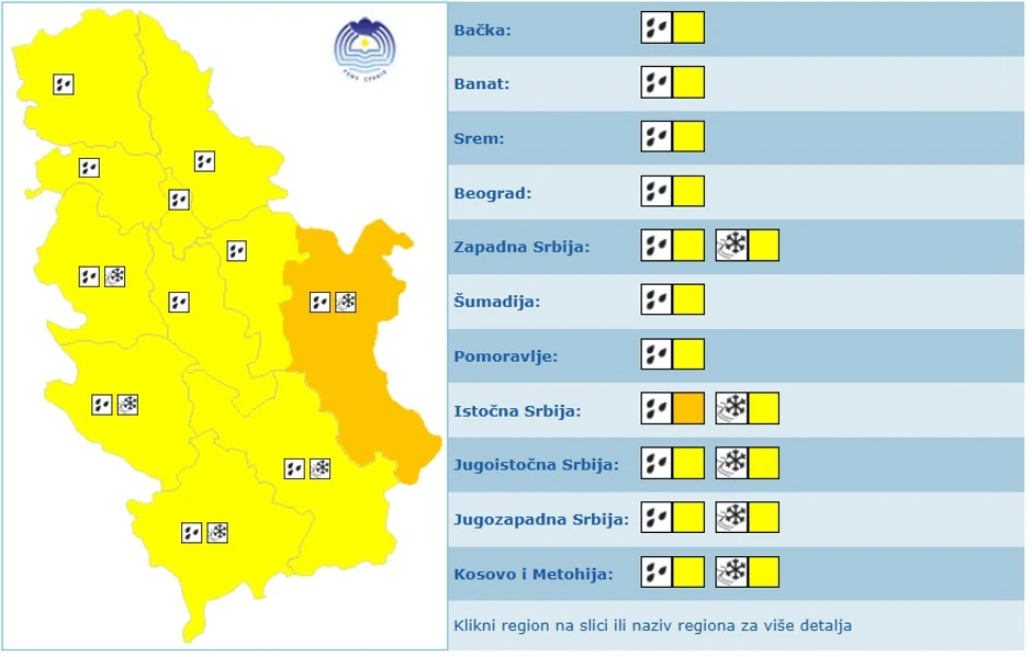 Meteoalarm za petak