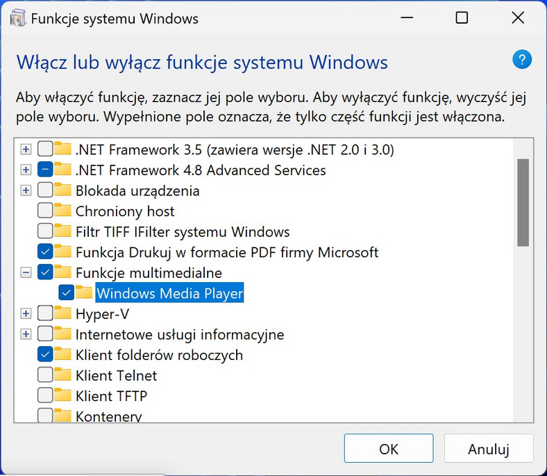 Funkcje systemu Windows