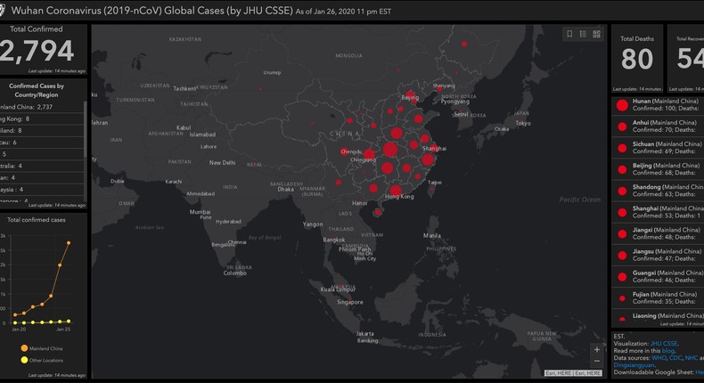 Coronavirus map