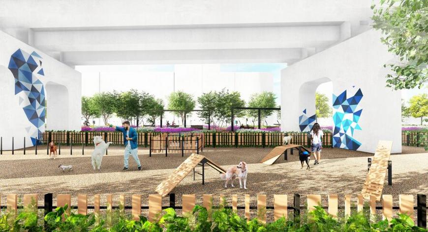 Głównym założeniem projektu jest stworzenie nowej zielonej przestrzeni publicznej – parku Kolejowego.