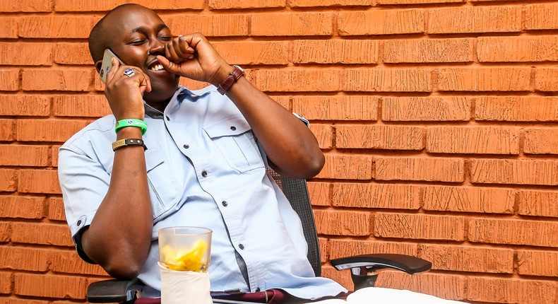 Bomet Speaker Cosmas Korir having a telephone conversation