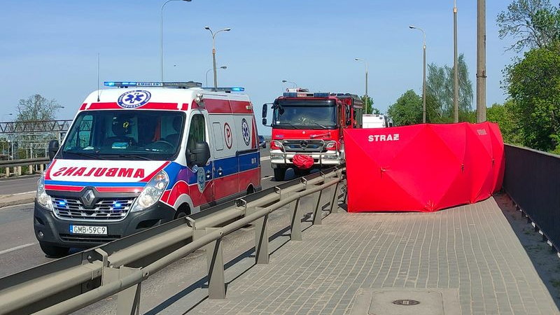 Miejsce wypadku 77-letniego hulajnogisty w Malborku Fot. Policja