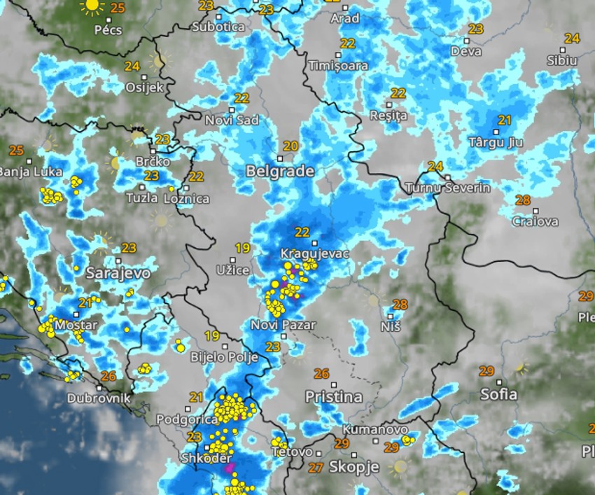 Kretanje nevremena u 13 sati