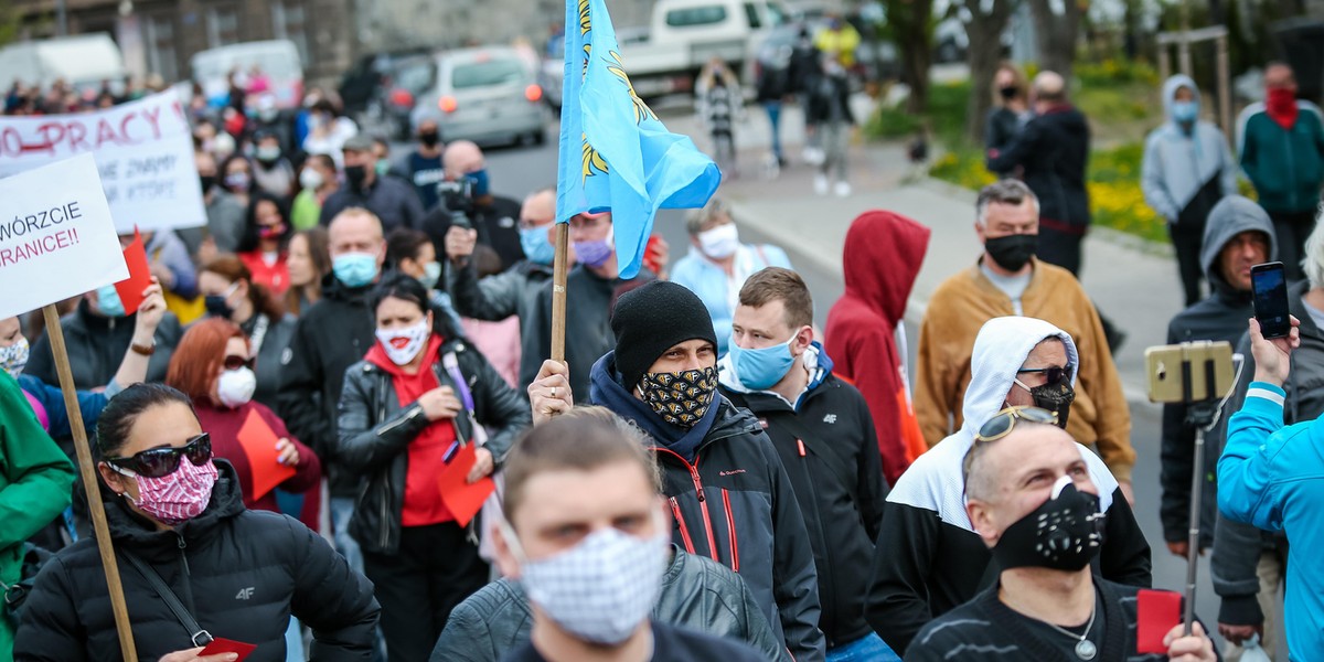 Cieszyn. Protest pracowników transgranicznych z powodu koronawirusa 