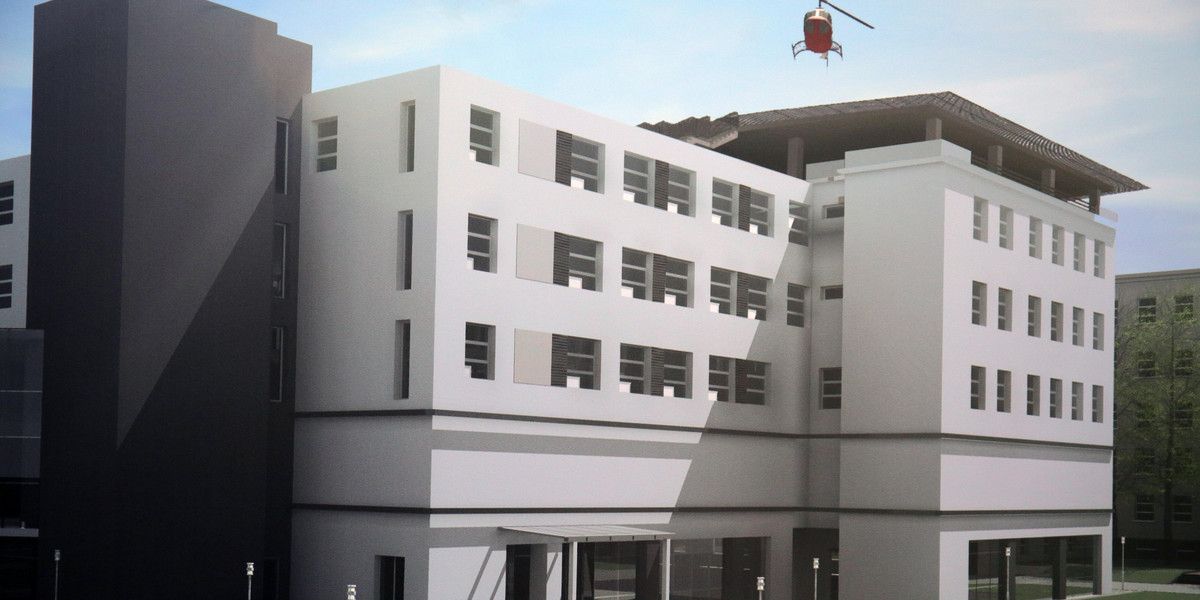 Wizualizacja nowego budynku szpitala WAM