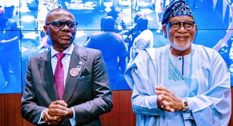 Lagos state governor, Babajide Sanwo-Olu and his Ondo state counterpart, Rotimi Akeredolu