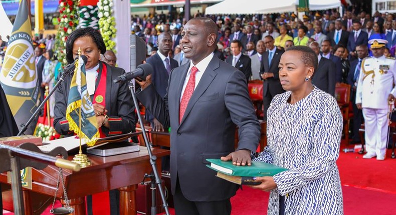 William Ruto being sworn-in as deputy president in 2017 at Kasarani Stadium