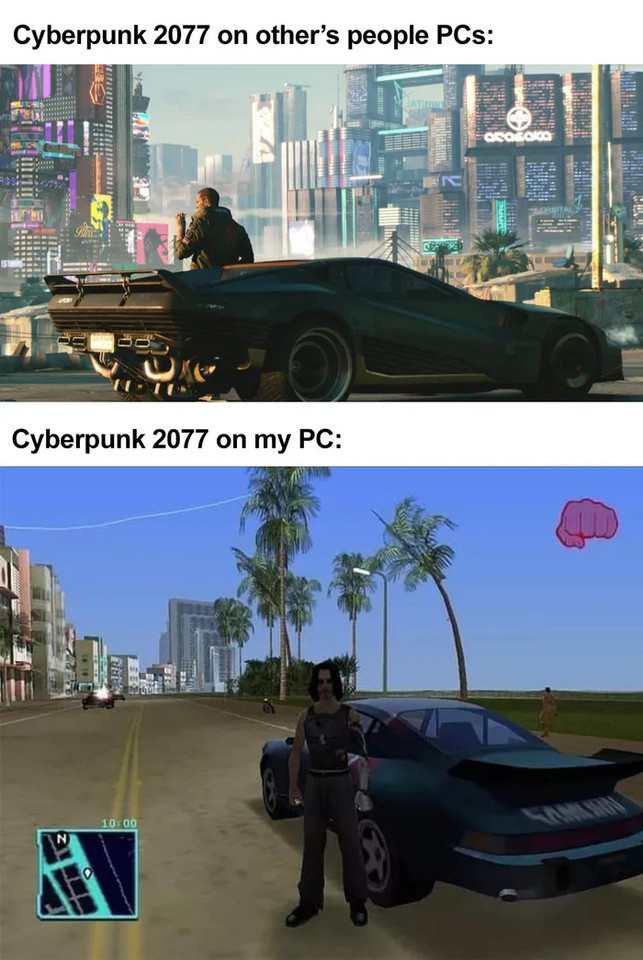 Cyberpunk 2077 na komputerach innych: -Cyberpunk na moim PC