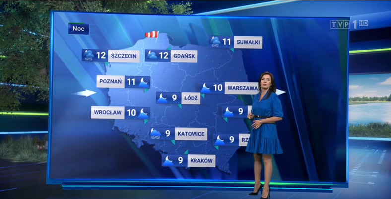 Monika Andrzejczak prezentuje pogodę na antenie TVP