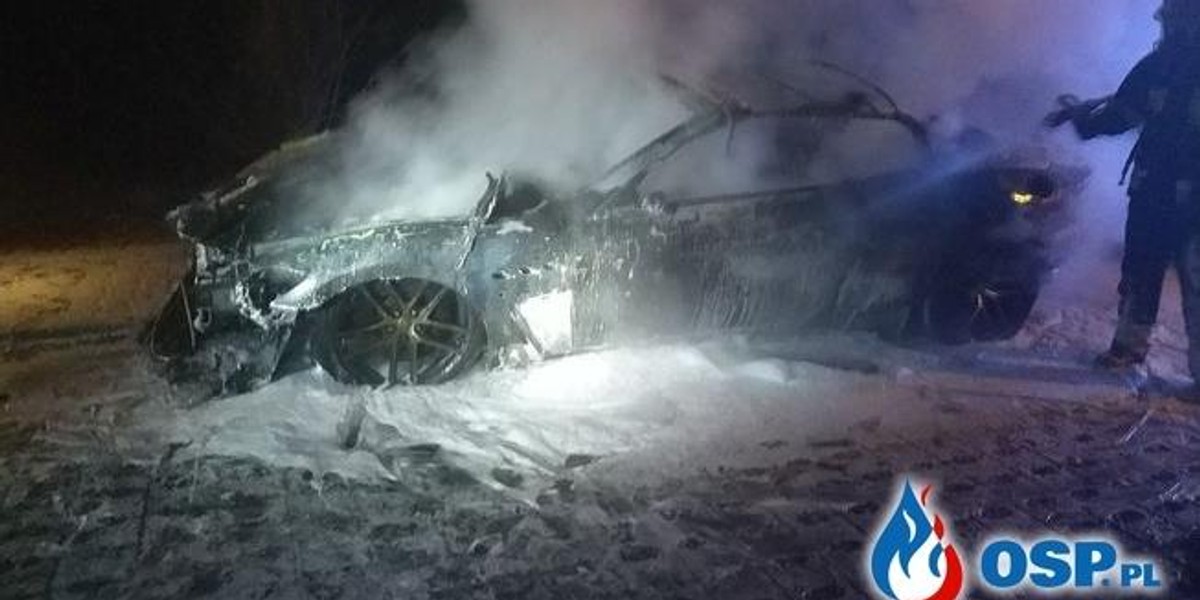 Lublin: luksusowe maserati doszczętnie spłonęło na parkingu