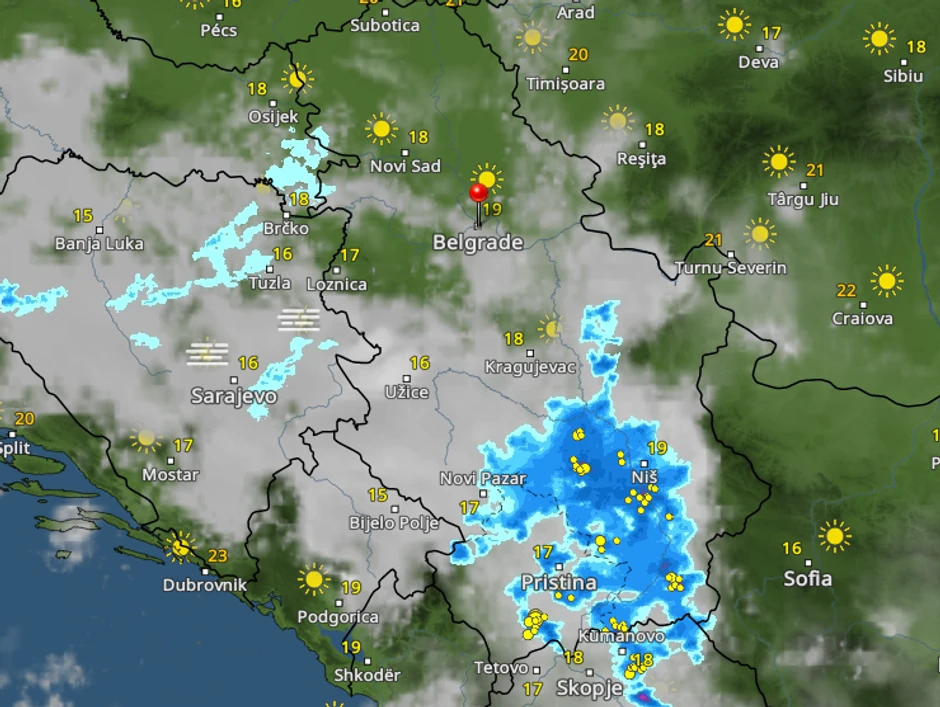 Kretanje nevremena u 7 časova