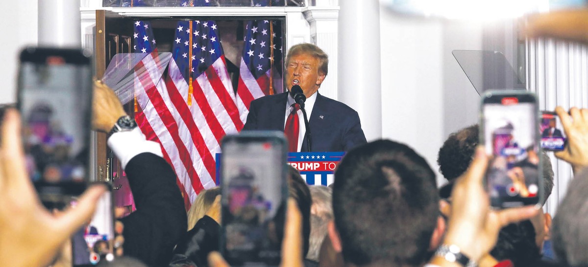 Donald Trump podczas wtorkowego wystąpienia w Bedminster w stanie New Jersey.