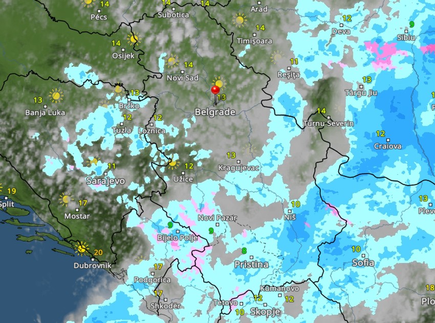 Kretanje nevremena u 11 časova u ponedeljak