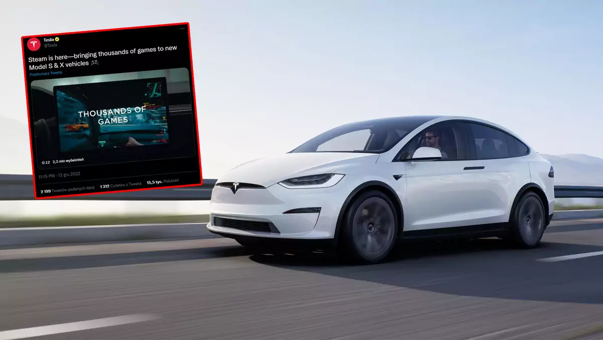 Aktualizacja dla aut Tesla pozwala na uruchamianie gier ze Steama