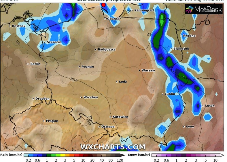 Opady deszczu możliwe na północy i we wschodniej części Polski