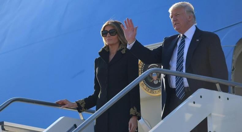 US President Donald Trump arrives in ROme en route to the Vatican -- he has previously been at odds with Pope Francis over issues from migration to climate change