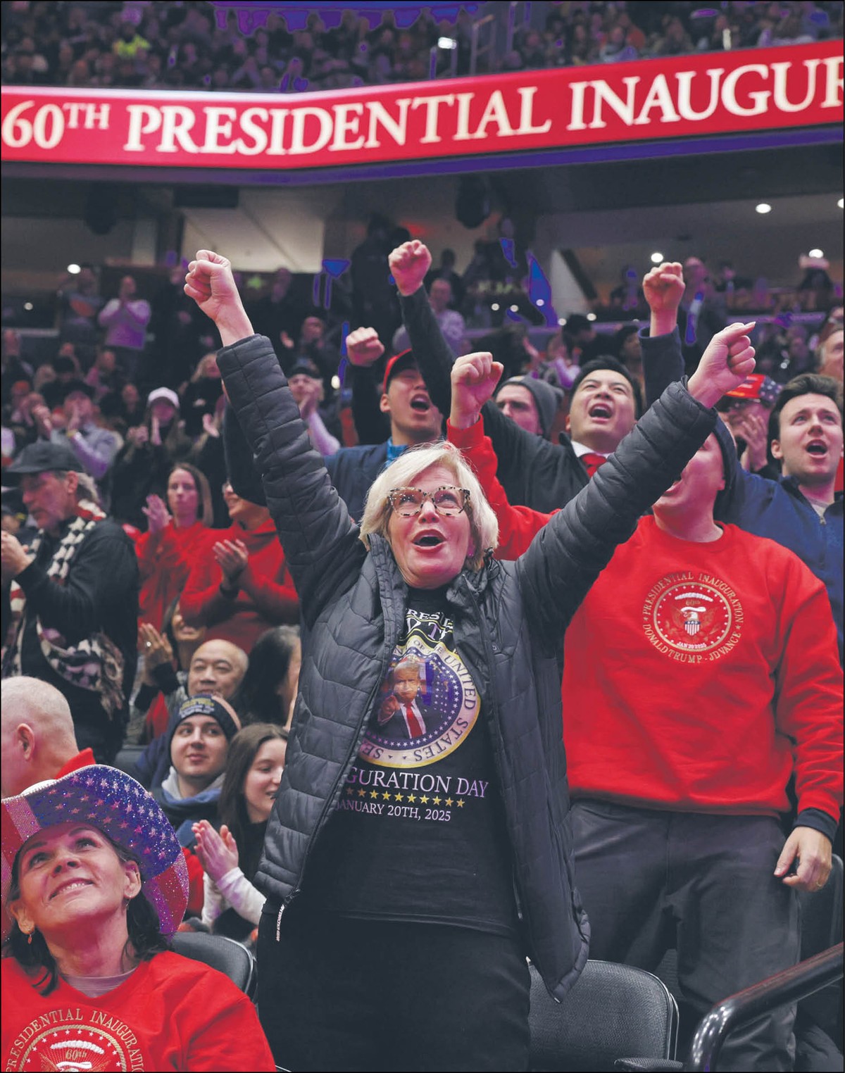 Zwolennicy Donalda Trumpa podczas jego zaprzysiężenia na prezydenta, 20 stycznia 2025 r.