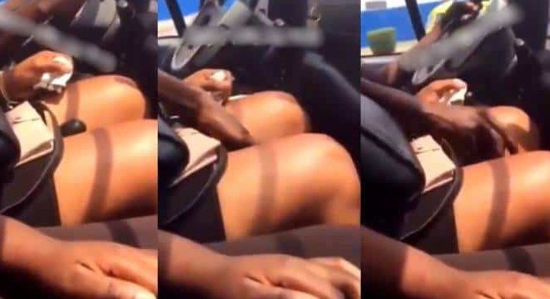 Video shows driver changing gear in-between ‘killer’ thighs of a female passenger