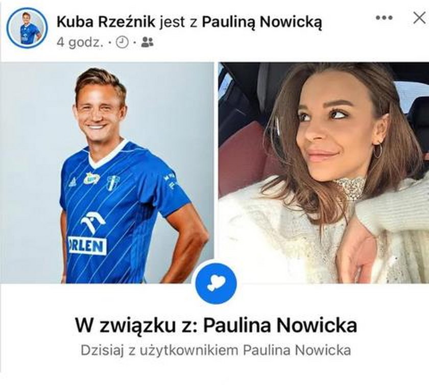 Jakub Rzeźniczak ma nową partnerkę. Jest nią Paulina Nowicka. Tę rewelację potwierdził w mediach społecznościowych
