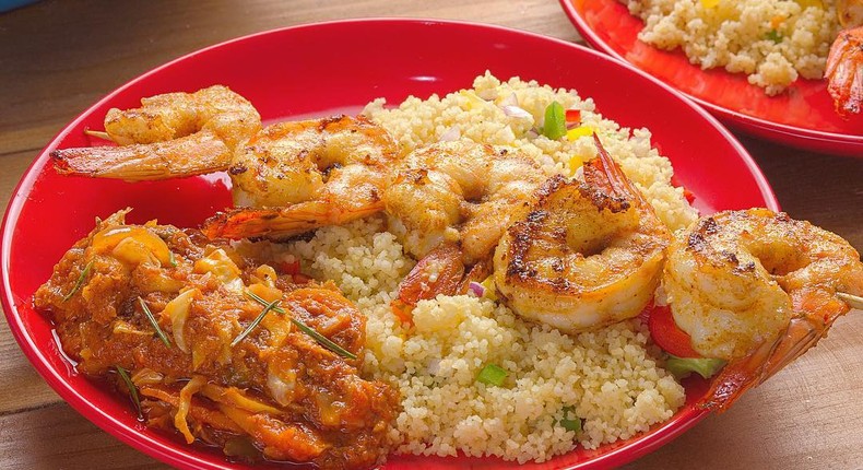 Grilled shrimps with Couscous (Telandeworld)