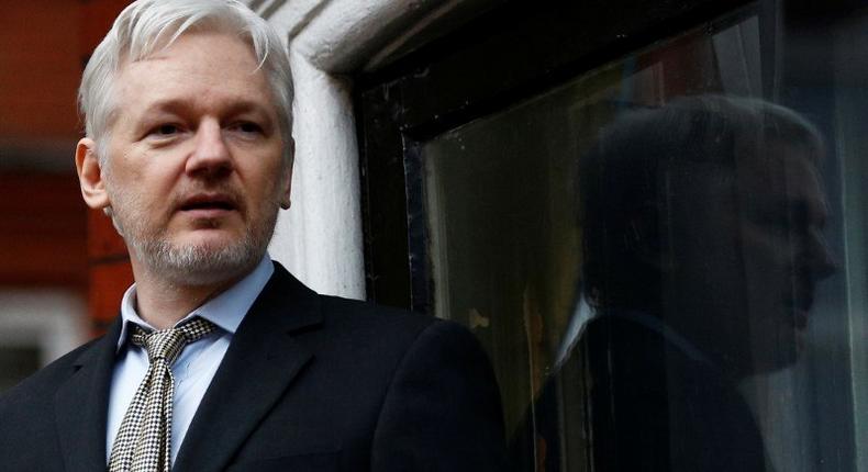 WikiLeaks founder Julian Assange makes a speech from the balcony of the Ecuadorian Embassy, in central London