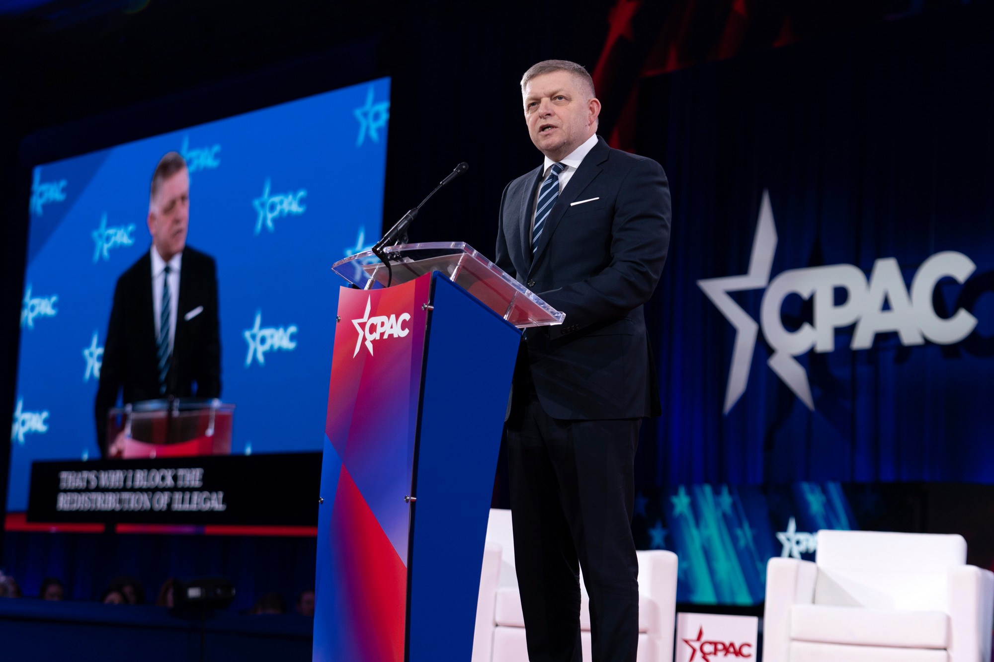 Slovenský premiér Robert Fico vystupuje s prejavom na Konferencii konzervatívnej politickej akcie (CPAC) vo Washingtone.