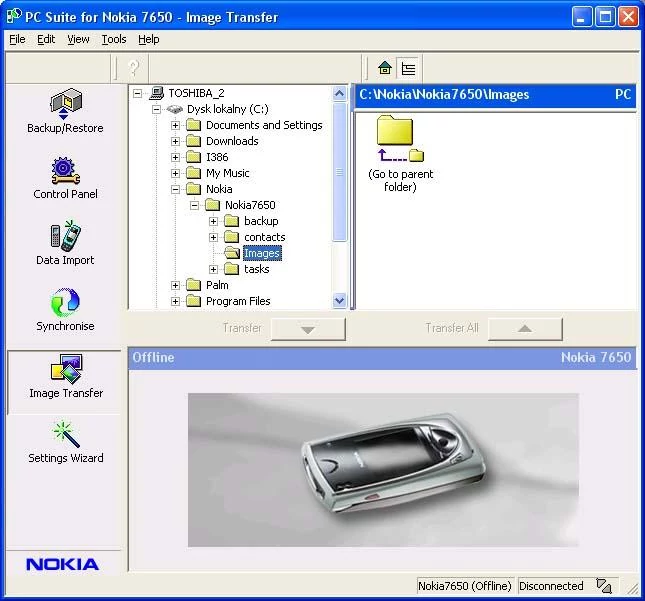 PC Suite for Nokia 7650 - Image transfer