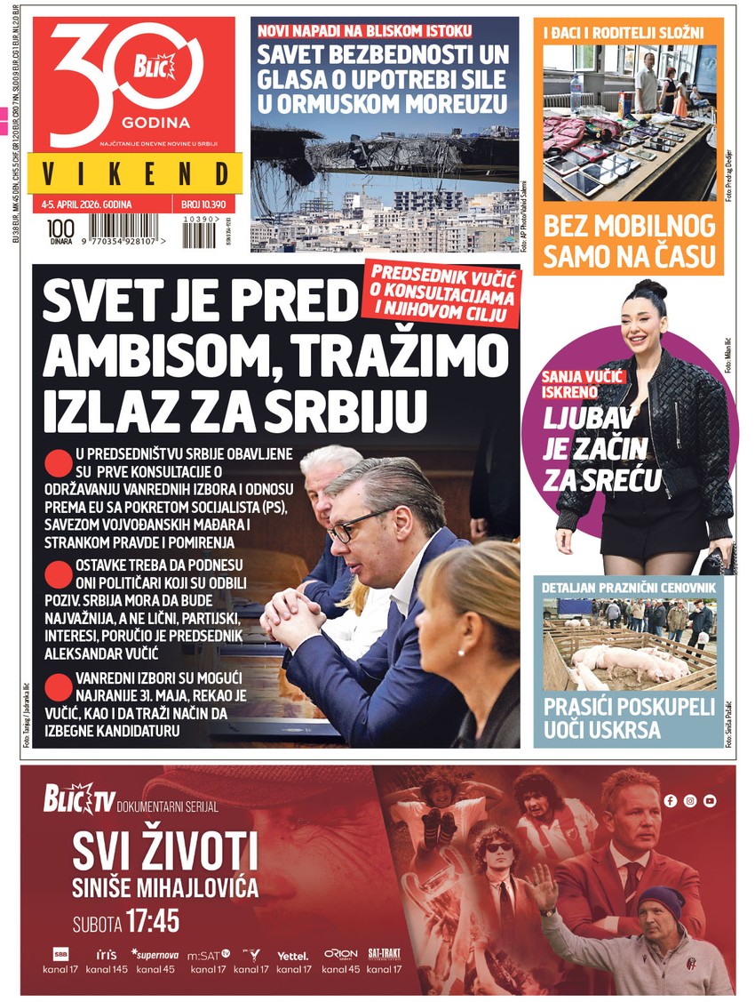Blic naslovna strana za 04.04