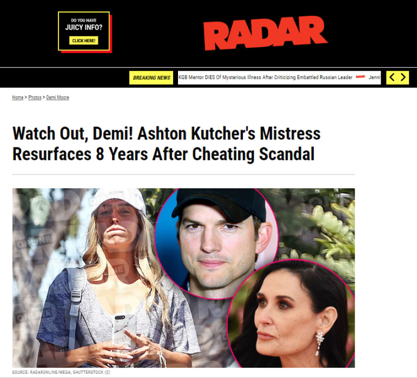 Ashton Kutcher zdradził Demi Moore w rocznicę ich ślubu