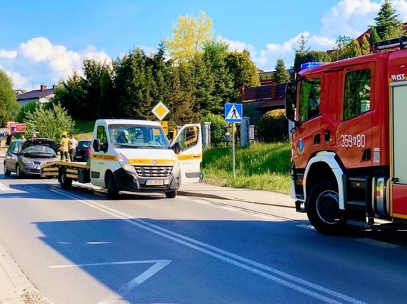 Wypadek na skrzyżowaniu w Łazach Biegonickich