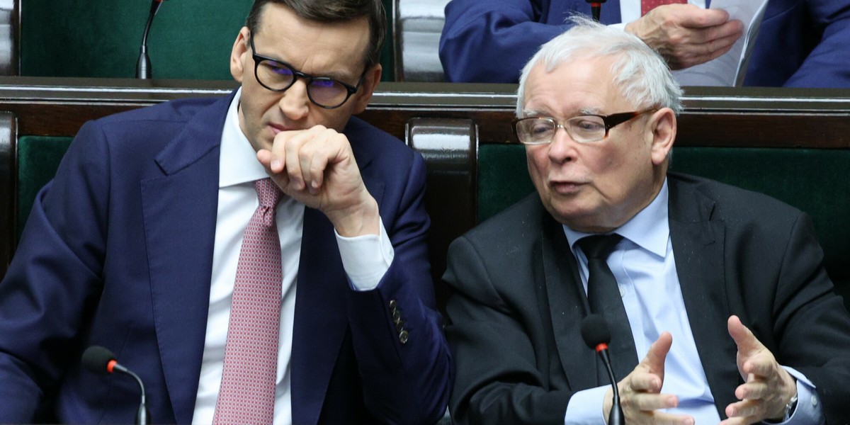 Premier Mateusz Morawiecki i prezes PiS Jarosław Kaczyński