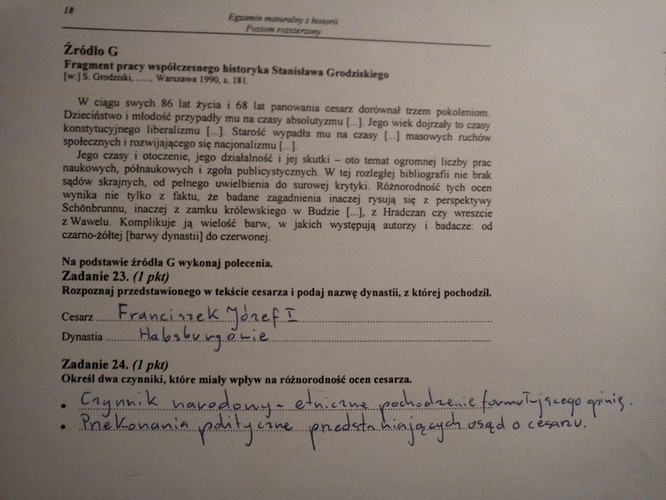 Matura z historii - odpowiedzi do zadań z poziomu rozszerzonego