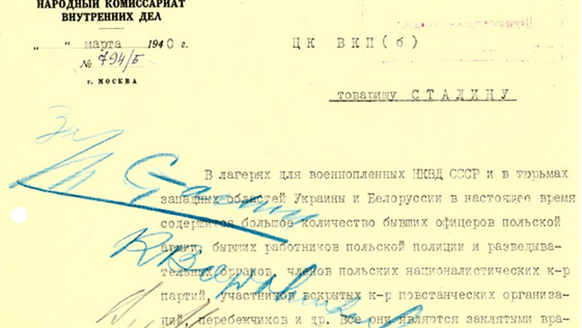 Oryginalne dokumenty związane z Katyniem po raz pierwszy udostępniono na stronie internetowej Federalnej Służby Archiwalnej Rosji (Rosarchiw) - poinformowała agencja ITAR-TASS.