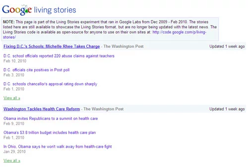 Dzięki uwolnieniu przez Google formatu Living Stories, inni wydawcy mogą wykorzystywać je w swoich projektach online.