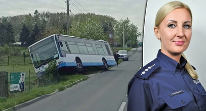 Groza w Rybniku. Autobus z pasażerami wylądował w rowie