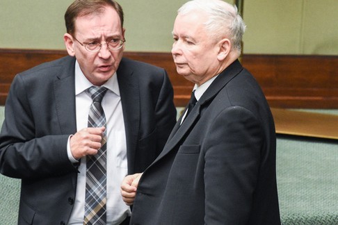 Mariusz Kamiński i Jarosław Kaczyński podczas posiedzenia Sejmu, Warszawa, grudzień 2018 r.