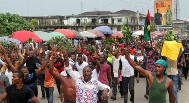 Pro-Biafra agitators demonstrate in Owerri