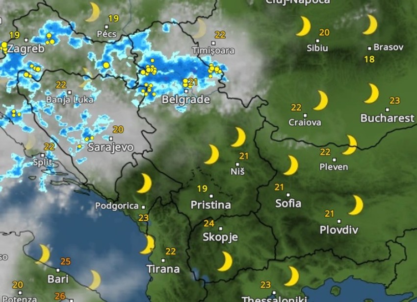 Radarski snimak u utorak u 2.00h